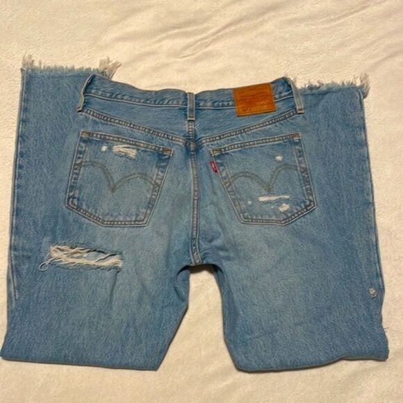 Levi’s Premium- 501 S High Rise Skinny Distressed Raw Hem Big E Jeans- Size 26 - Picture 13 of 16